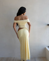 Golden Illusion Off - Shoulder Maxi Dress - Butter - Palazzo Couture Online