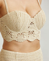 Golden Knit Bustier Top & Skirt Set - Palazzo Couture Online