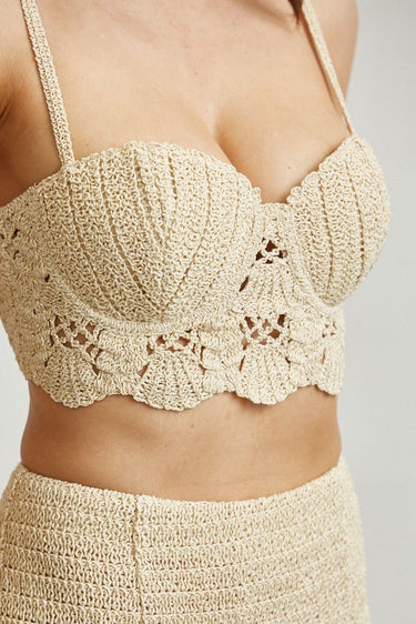 Golden Knit Bustier Top & Skirt Set - Palazzo Couture Online