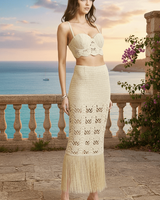 Golden Knit Bustier Top & Skirt Set - Palazzo Couture Online