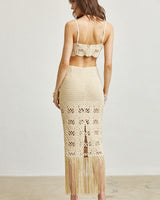 Golden Knit Bustier Top & Skirt Set - Palazzo Couture Online