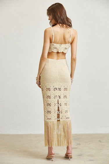 Golden Knit Bustier Top & Skirt Set - Palazzo Couture Online