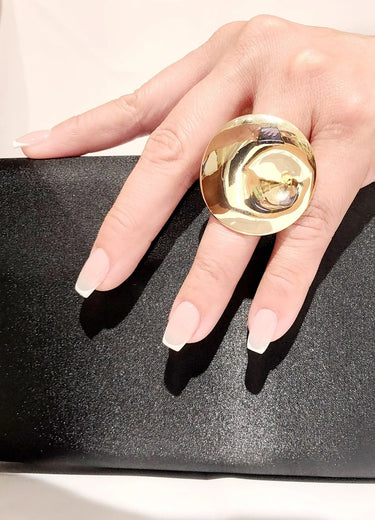 Golden Mirage Gold Statement Ring with Sculptural Finish - women's statement jewelry