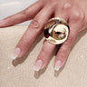 Golden Mirage Gold Statement Ring with Sculptural Finish for women - fashion jewelry by Palazzo Couture