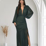 Golden Muse Metallic Foil Maxi Dress - Forest - Palazzo Couture Online