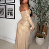 Golden Radiance Off - Shoulder Maxi Dress - Gold - Palazzo Couture Online