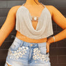 Golden Rhinestone Crop Top (Silver) for women - crop top by Palazzo Couture