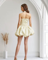 Golden Rose Jacquard Mini Dress - Champagne - Palazzo Couture Online