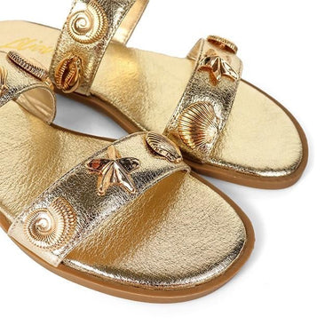 Golden SeaShell Bickley Sandals (Gold) - Palazzo Couture Online