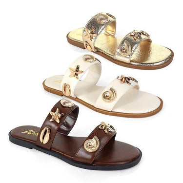 Golden SeaShell Bickley Sandals (Gold) - Palazzo Couture Online