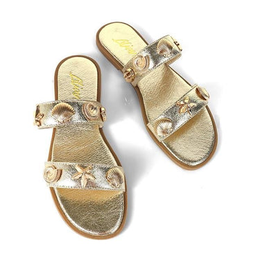 Golden SeaShell Bickley Sandals (Gold) - Palazzo Couture Online