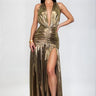Golden Siren Metallic Maxi Dress - Palazzo Couture Online