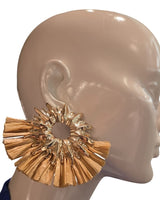 Golden Sunburst Raffia Earrings - Palazzo Couture Online