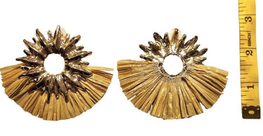 Golden Sunburst Raffia Earrings - Palazzo Couture Online