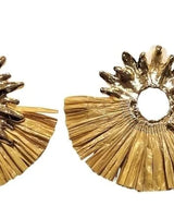 Golden Sunburst Raffia Earrings - women's statement jewelry