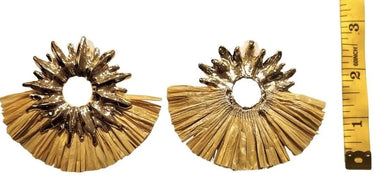 Golden Sunburst Raffia Earrings - women's statement jewelry