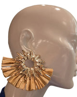 Golden Sunburst Raffia Earrings for women - fashion jewelry by Palazzo Couture