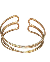 Golden Waves Gold Cuff Bracelet with Sculptural Open Design - view 2