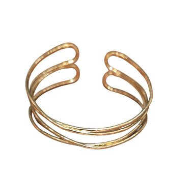 Golden Waves Gold Cuff Bracelet with Sculptural Open Design - view 2