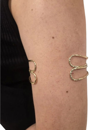 Golden Waves Gold Cuff Bracelet with Sculptural Open Design - view 4