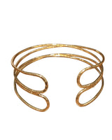 Golden Waves Gold Cuff Bracelet with Sculptural Open Design - front view