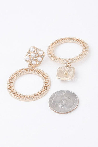 Greek Key Circle Dangle Earrings - Palazzo Couture Online
