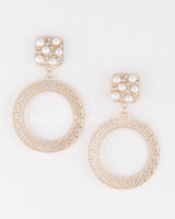 Greek Key Circle Dangle Earrings - Palazzo Couture Online