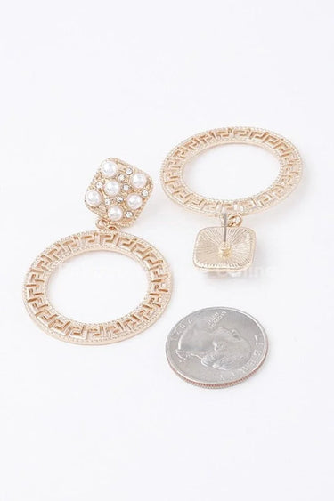 Greek Key Circle Dangle Earrings - women's statement jewelry