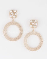 Greek Key Circle Dangle Earrings for women - fashion jewelry by Palazzo Couture