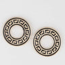 Greek Key Earrings – Classic Circular Stud Design in Gold Tone for women - fashion jewelry by Palazzo Couture