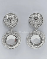 Greek Lion earrings Emblem Drop Earrings with Crystal Detail - women's statement jewelry
