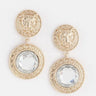 Greek Lion earrings Emblem Drop Earrings with Crystal Detail for women - fashion jewelry by Palazzo Couture