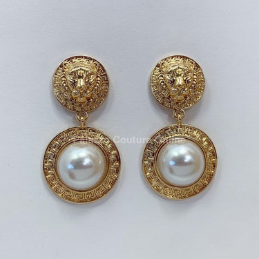 Greek Lion Emblem Earrings - Palazzo Couture Online