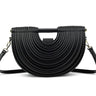 Half - Moon Textured Crossbody Bag (Black) - Palazzo Couture Online