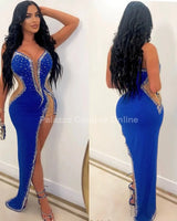 Women's Blue maxi dress elegant style back view