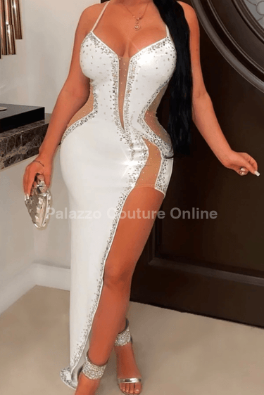 Half Past Midnight Maxi Dress White - Palazzo Couture Online