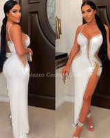 Women's White maxi dress elegant style back view