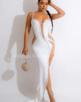 Women's White maxi dress from Palazzo Couture designer collection