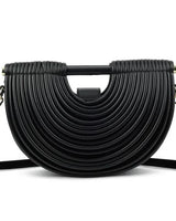 Half-Moon Textured Crossbody Bag (Black) - women's evening clutch