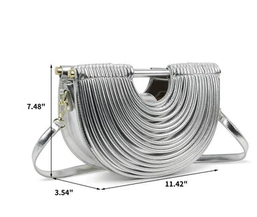 Half-Moon Textured Crossbody Bag (Black) - stylish purse for going out