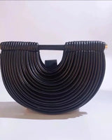Half-Moon Textured Crossbody Bag (Black) for women - bag by Palazzo Couture