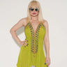 Halter Neck Premium Mini Dress (lemon) front view showing mini dress silhouette