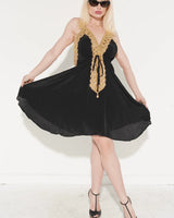 Halter Neck Premium Resort Mini Dress (Black) front view showing mini dress silhouette