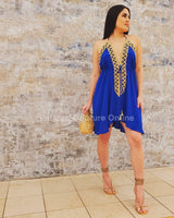 Halter Neck Premium Resort Mini Dress - Royal Blue - Palazzo Couture Online