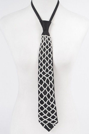 Handmade Faux Pearl Necktie Necklace - Black - Palazzo Couture Online