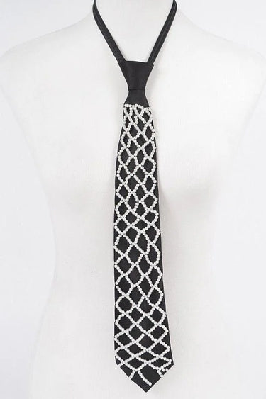 Handmade Faux Pearl Necktie Necklace - Black - stylish accessory for every outfit
