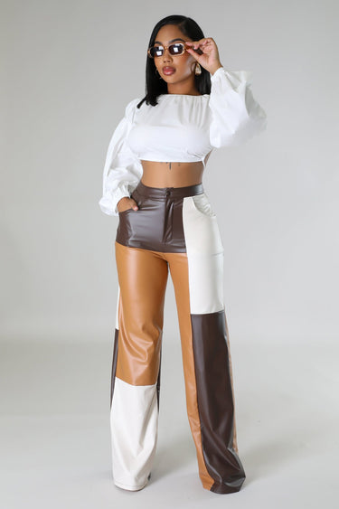 Wide leg faux leather cargo pants – black cargo pockets and wide leg cut
