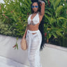 Haven Days Skirt Set – White Skirt Set with Fringe Lace front view showing complete two piece skirt set