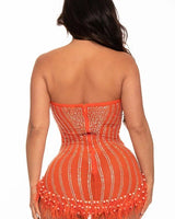 Women's Orange mini dress elegant style back view