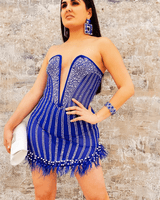 Head - Turningly Pretty Mini Dress(Royal) - Palazzo Couture Online